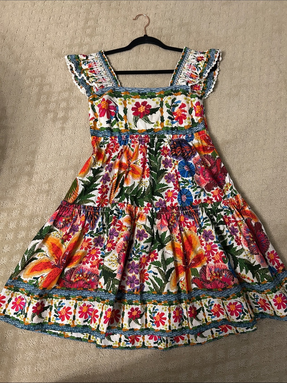NWT FARM Rio Off-White Tropical Yard Sleeveless Mini Dress, Medium - Picture 3 of 9